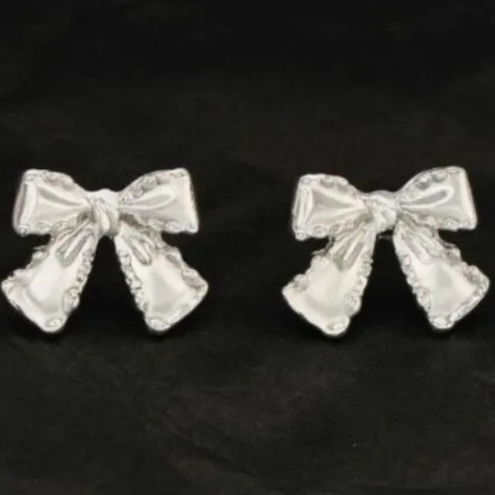 NWT, Silver Bow Stud Earrings
